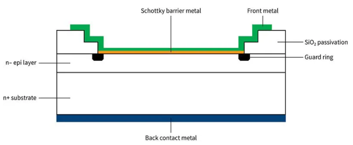 顯示保護環(huán)的肖特基二極管結(jié)構(gòu)