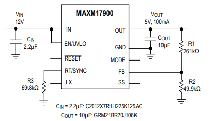 4V~21V 100mA 結(jié)構(gòu)緊湊降壓型μModule電源模塊MAXM17900