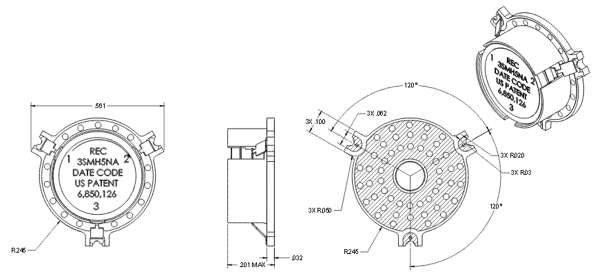 3SMH5NA表面貼裝高功率環(huán)行器3.45-3.65GHz